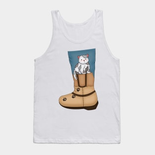 Little Kitten Sits On A Boot Tank Top